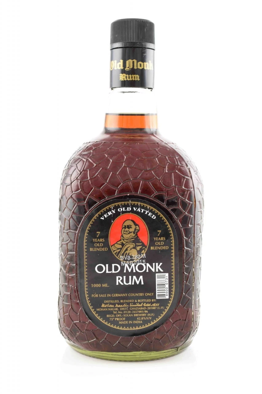 Old Monk Rum 7 Jahre Very Old Vatted 42,8%vol. 1,0l - Beschädigte Etiketten