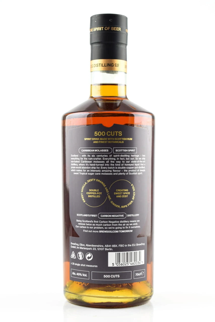 BrewDog 500 Cuts Hand Made Spiced Rum 40%vol. 0,7l – Bild 2