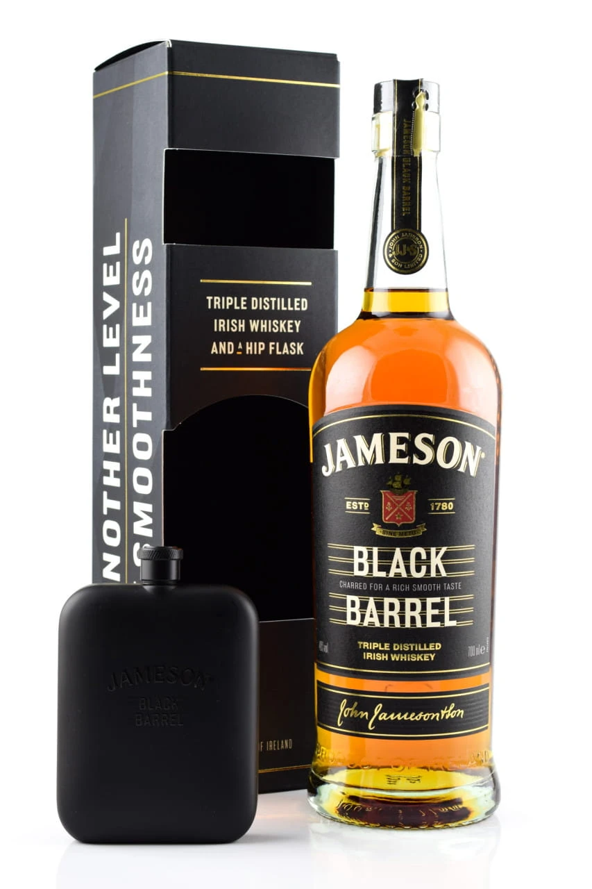 Jameson Black Barrel 40%vol. 0,7l Mit Hip Flask